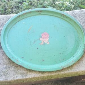 - Vintage metal green chippy serving tray farmhouse boho chic